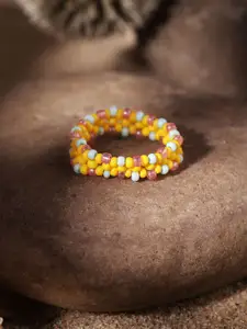 Priyaasi Women Yellow Beaded Finger Ring