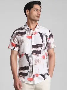 Mufti Men Slim Fit Abstract Printed Spread Collar Casual Shirt
