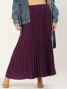 Moda Rapido Women Pleated Flared Maxi Skirt