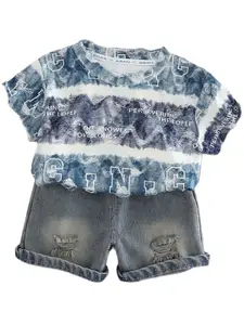 StyleCast x Revolte Boys Printed Pure Cotton T-shirt With Shorts