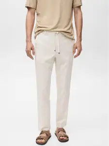 MANGO MAN Striped Linen Cotton Trousers