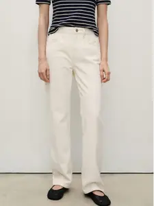 MANGO Women Mid-Rise Pure Cotton Straight Fit Jeans