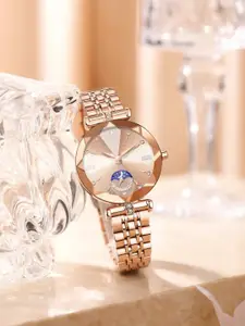 GIORDANO Women Printed Dial & Stainless Steel Straps Analogue Watch GZ-60094-22