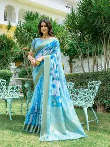 Anouk Floral Printed Woven Design  Zari Saree