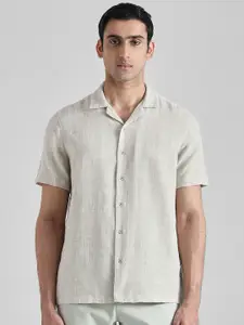 Mufti Men Relaxed Fit Textured Cuban Collar Casual Shirt