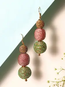 Priyaasi Gold Plated Artificial Stones and Beads Beded Spherical Drop Earrings