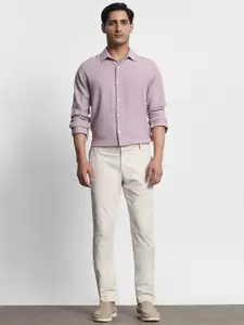 Mufti Men Slim Fit Textured Spread Collar Casual Shirt