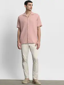 Mufti Men Relaxed Fit Textured Cuban Collar Casual Shirt