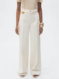 MANGO Women Wide Leg Pure Cotton Jeans