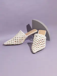 Inc 5 Women Woven Design Pumps with Laser Cuts