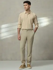 Mufti Men Slim Fit Vertical Striped Spread Collar Cotton Casual Shirt