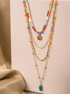 Priyaasi Rose Gold-Plated Artificial Stones and Beads Necklace