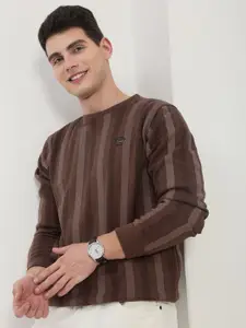 SHOWOFF Men Round Neck Striped Sweatshirt