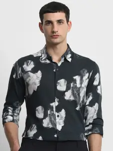 Mufti Men Slim Fit Abstract Printed Spread Collar Casual Shirt