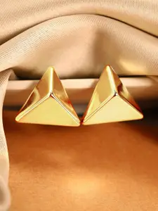 Priyaasi Gold Plated Triangular Shaped Studs Earrings