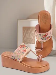 H.M. LADIES FOOTWEAR Women Woven Design Round Toe Wedge Sandals