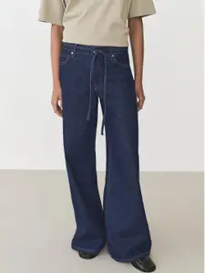 MANGO Women Wide Leg Pure Cotton Jeans With Belt