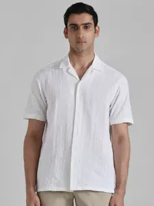 Mufti Men Relaxed Fit Textured Cuban Collar Cotton Casual Shirt