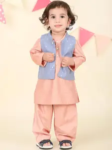 Fabindia Boys Mandarin Collar Straight Kurta With Trousers