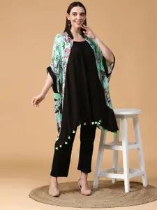 Tiara Floral Printed Mandarin Collar Open Front Shrug