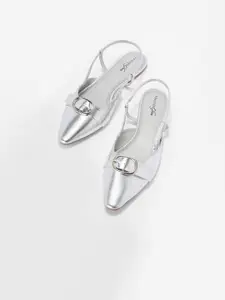 Forever Glam by Pantaloons Women Leather Party Mules with Buckles Flats