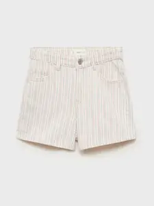Mango Kids Girls Cotton Striped Denim Shorts