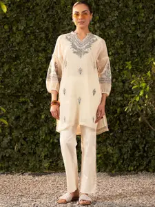 Lakshita Women Ethnic Motifs Printed Mandarin Collar Straight Kurti