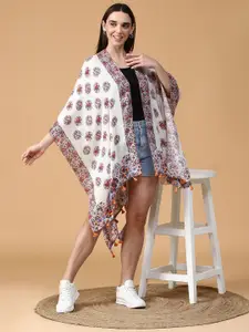 Tiara Ethnic Motifs Printed Open Front Shrug
