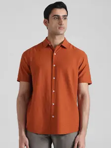 Mufti Men Slim Fit Textured Spread Collar Casual Shirt