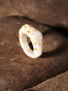 Priyaasi Gold-Plated White Floral Finger Ring