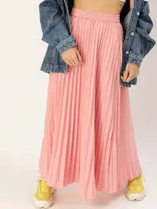 Moda Rapido Women Pleated Flared Maxi Skirt