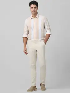 Mufti Men Slim Fit Vertical Striped Spread Collar Cotton Casual Shirt