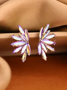 Priyaasi Silver Plated Crystals Studded Floral Shaped Studs Earrings