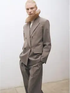 MANGO SELECTION Straight Double-Breasted Structured Blazer