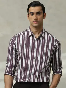 Mufti Men Slim Fit Vertical Striped Spread Collar Casual Shirt