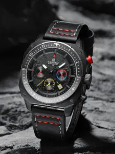 Naviforce Men Dial & Leather Straps Analogue Date Aperture Watch
