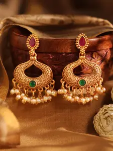 Priyaasi Gold Plated Contemporary Temple Chandbalis Earrings