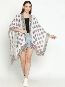 Tiara Ethnic Motifs Printed Open Front Shrug