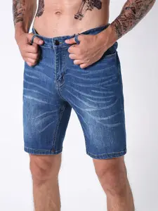 L'monte Men Washed Skinny Fit Mid-Rise Denim Shorts