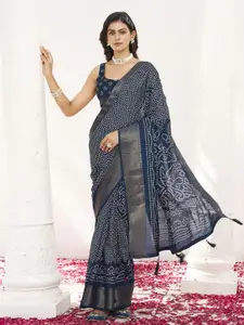 Tikhi Imli Bandhani Printed Zari Polycotton Saree