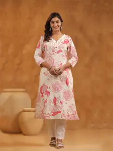 FILO HEVIS Floral Printed Cotton A-Line Kurta