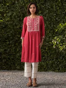 Lakshita Ethnic Motifs Embroidered Flared Sleeves Thread Work Kurta