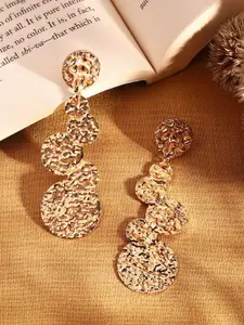 Priyaasi Gold Plated Artificial Stones and Beads Beaded Circular Drop Earrings