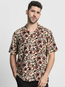 Mufti Men Relaxed Fit Floral Printed Cuban Collar Casual Shirt