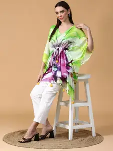 Tiara Abstract Printed Tasselled Tie-Up Shrug