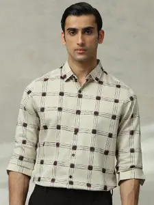 Mufti Men Slim Fit Geometric Printed Spread Collar Cotton Casual Shirt