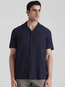 Mufti Men Relaxed Fit Textured Cuban Collar Casual Shirt