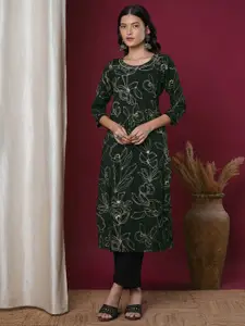 FASHOR Floral Printed Round Neck Straight Kurta