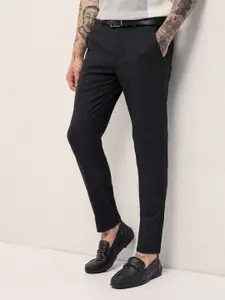 THE BEAR HOUSE Men Checked Slim Fit Formal Trousers