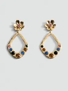 MANGO Stone Studed Drop Earrings